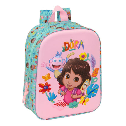 Mochila 3D turquesa y rosa de Dora Exploradora con Dora y Botas