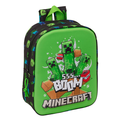 Mochila 3D Minecraft verde con diseño de Creeper