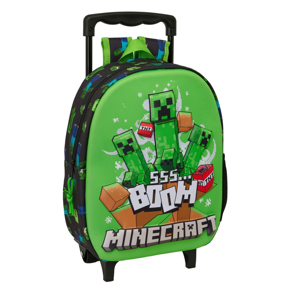 Trolley 3D Minecraft verde y negro con Creepers