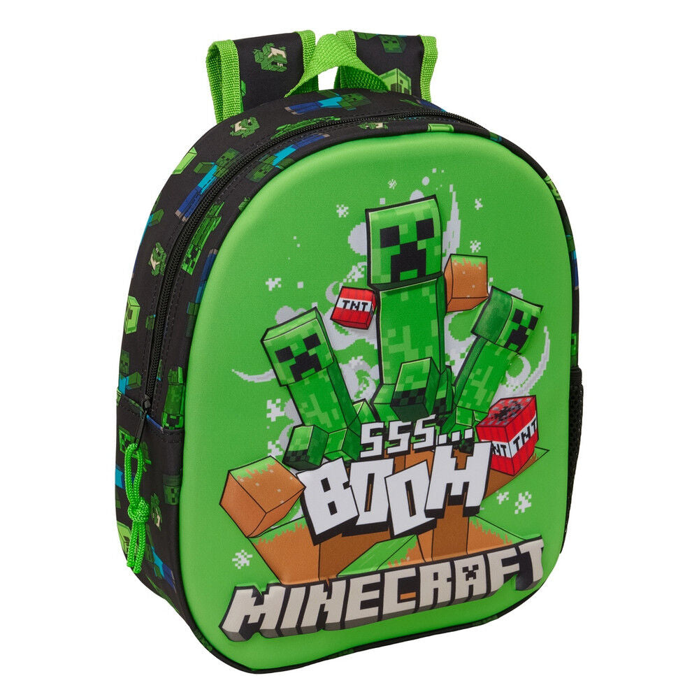 Mochila 3D verde de Minecraft con personajes Creeper
