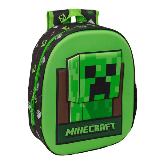 Mochila 3D verde de Minecraft con diseño Creeper
