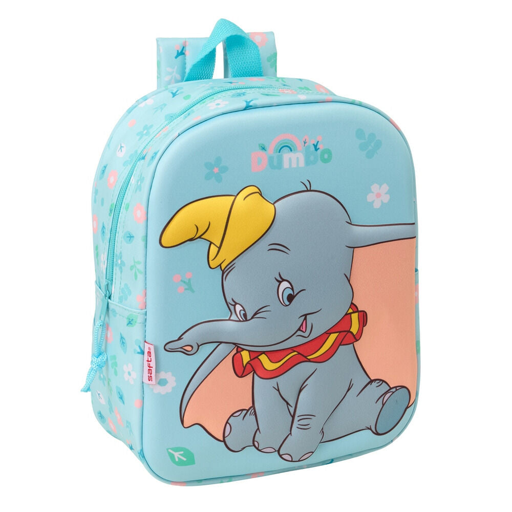 Mochila 3D azul turquesa de Dumbo Disney con flores