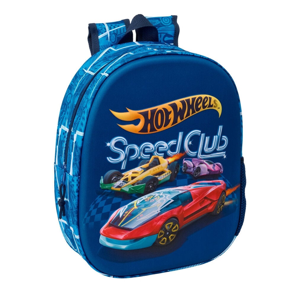 Mochila 3D azul Hot Wheels Speed Club con coches de carreras