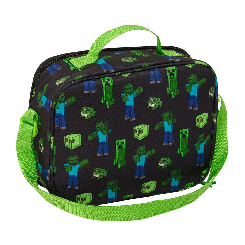 Bolsa portameriendas térmica 3D de Minecraft verde con Creepers - 2