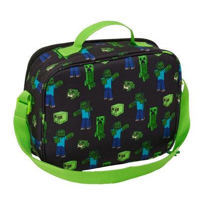 Bolsa portameriendas térmica 3D de Minecraft verde con Creepers - 2