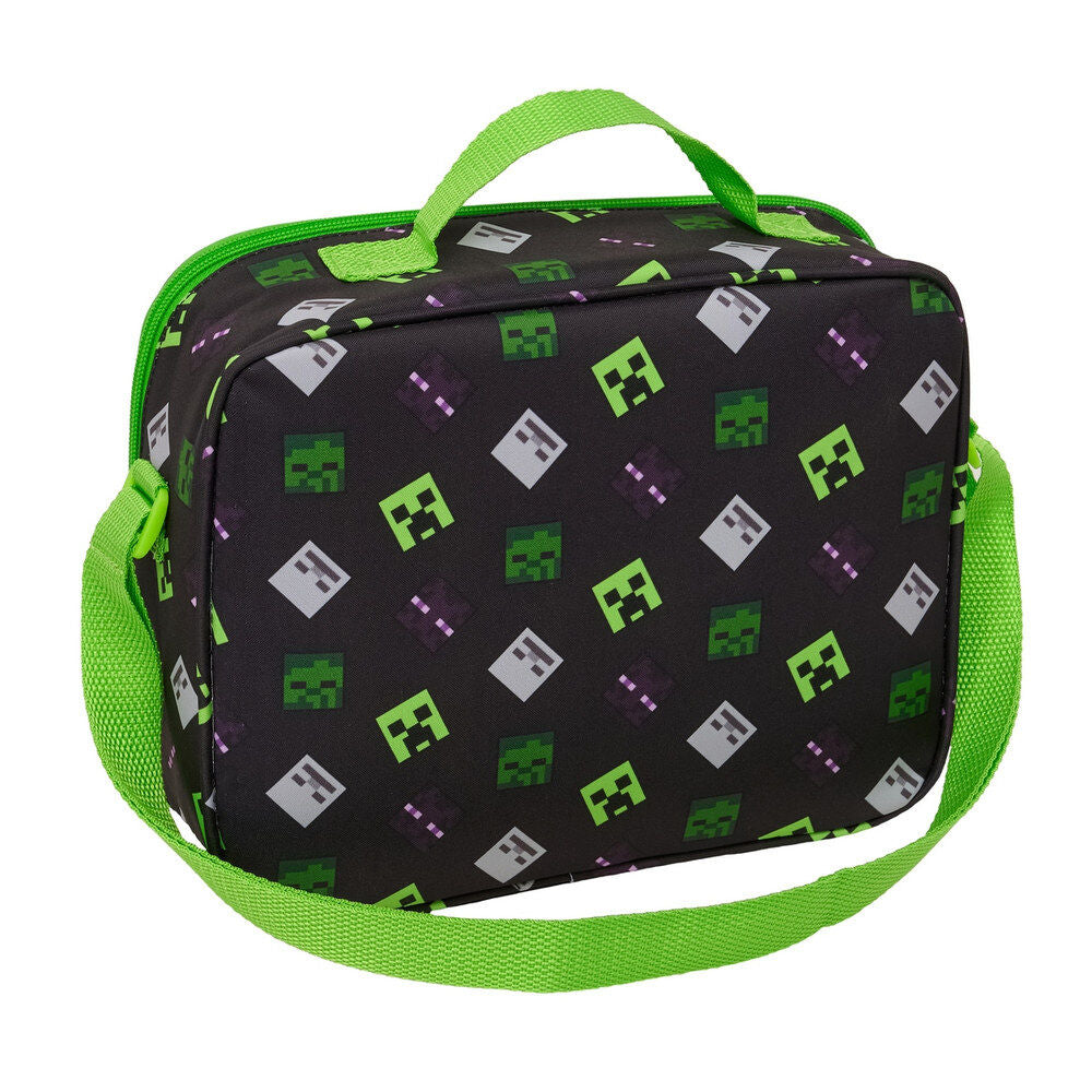 Bolsa portameriendas térmica Minecraft verde con Creeper en 3D - 2