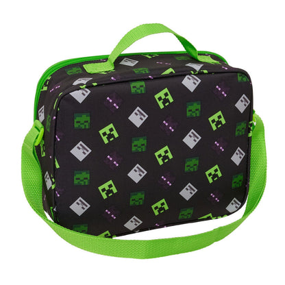 Bolsa portameriendas térmica Minecraft verde con Creeper en 3D - 2