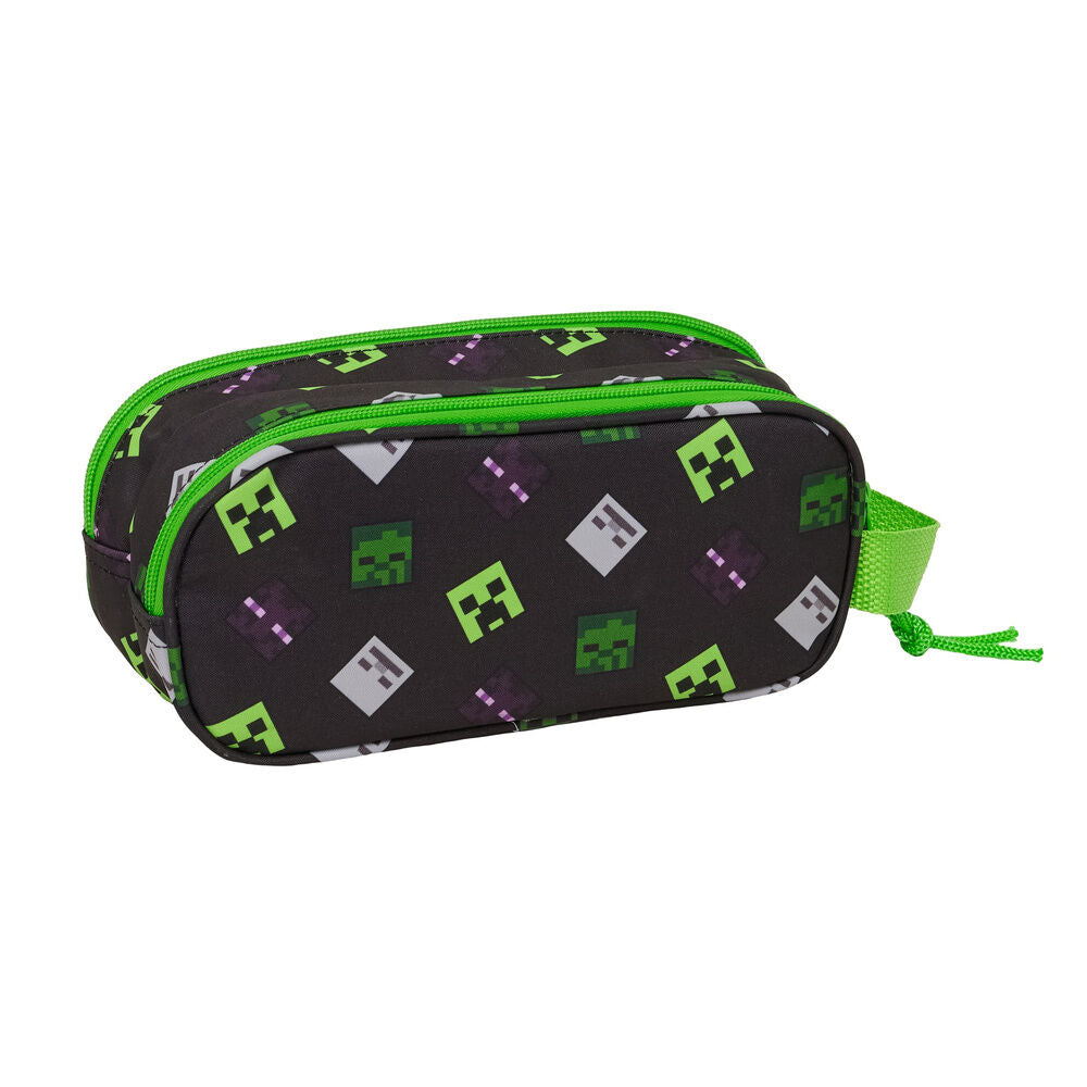 Portatodo doble 3D verde de Minecraft con Creeper y asa lateral - 2