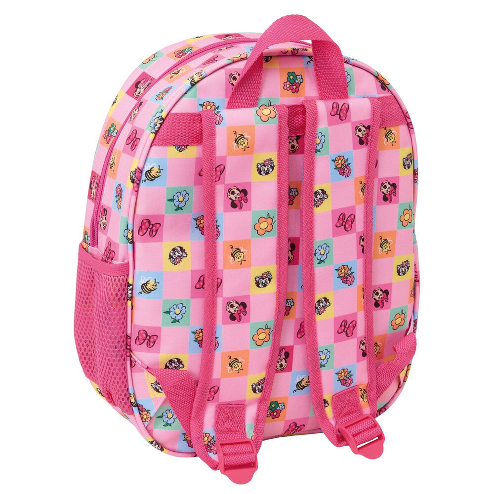 Mochila rosa 3D de Minnie Disney con flores y bolsillo lateral - 2