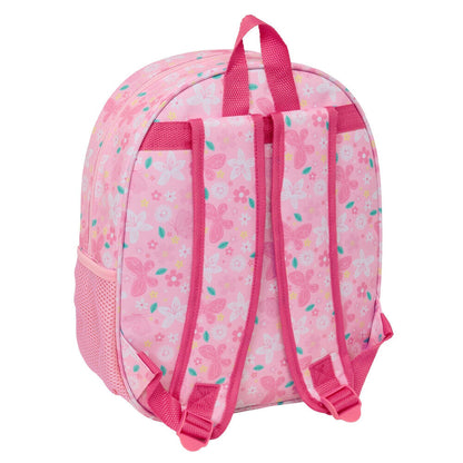 Mochila 3D Barbie rosa con estampado floral y bolsillo lateral - 2