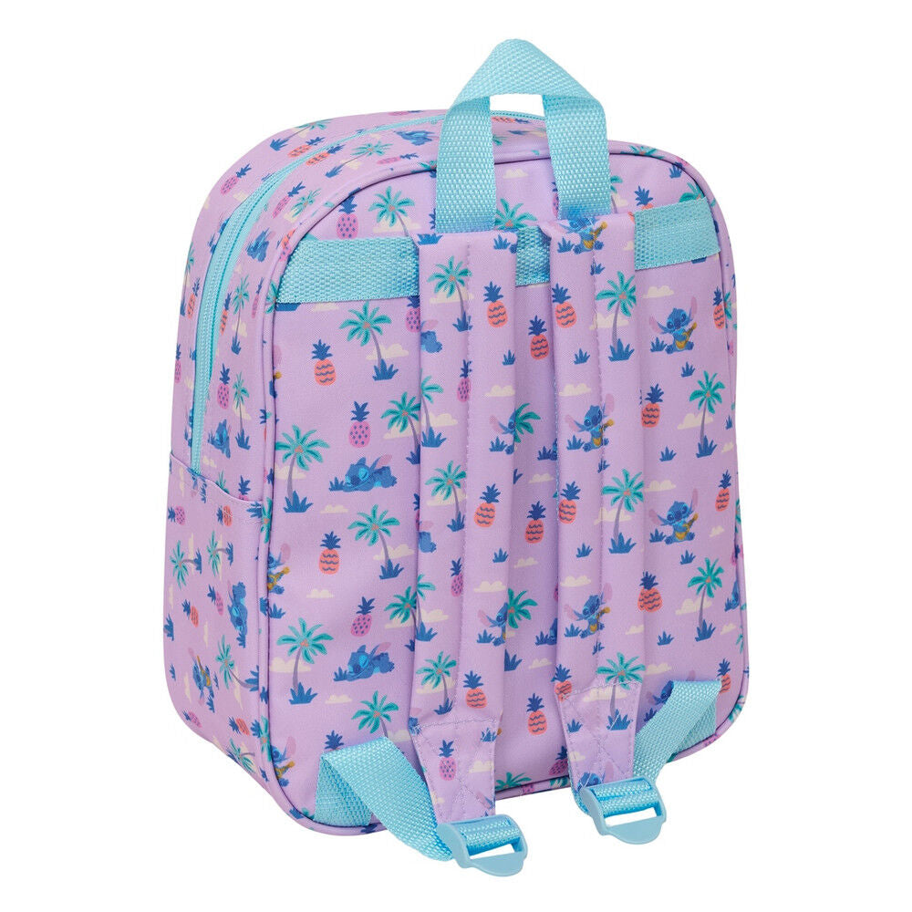 Mochila 3D de Stitch Disney azul y lila con diseño tropical - 2