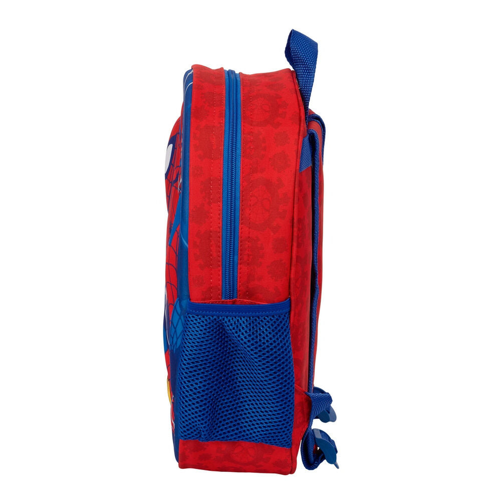 Mochila 3D Spider-Man Marvel azul y roja con bolsillo lateral - 3
