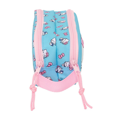 Portatodo doble 3D azul de Hello Kitty con dos cremalleras - 3