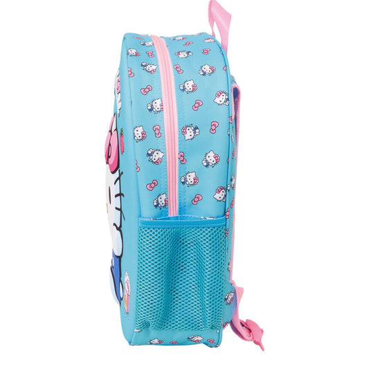 Mochila azul 3D de Hello Kitty con hombreras rosas - 3