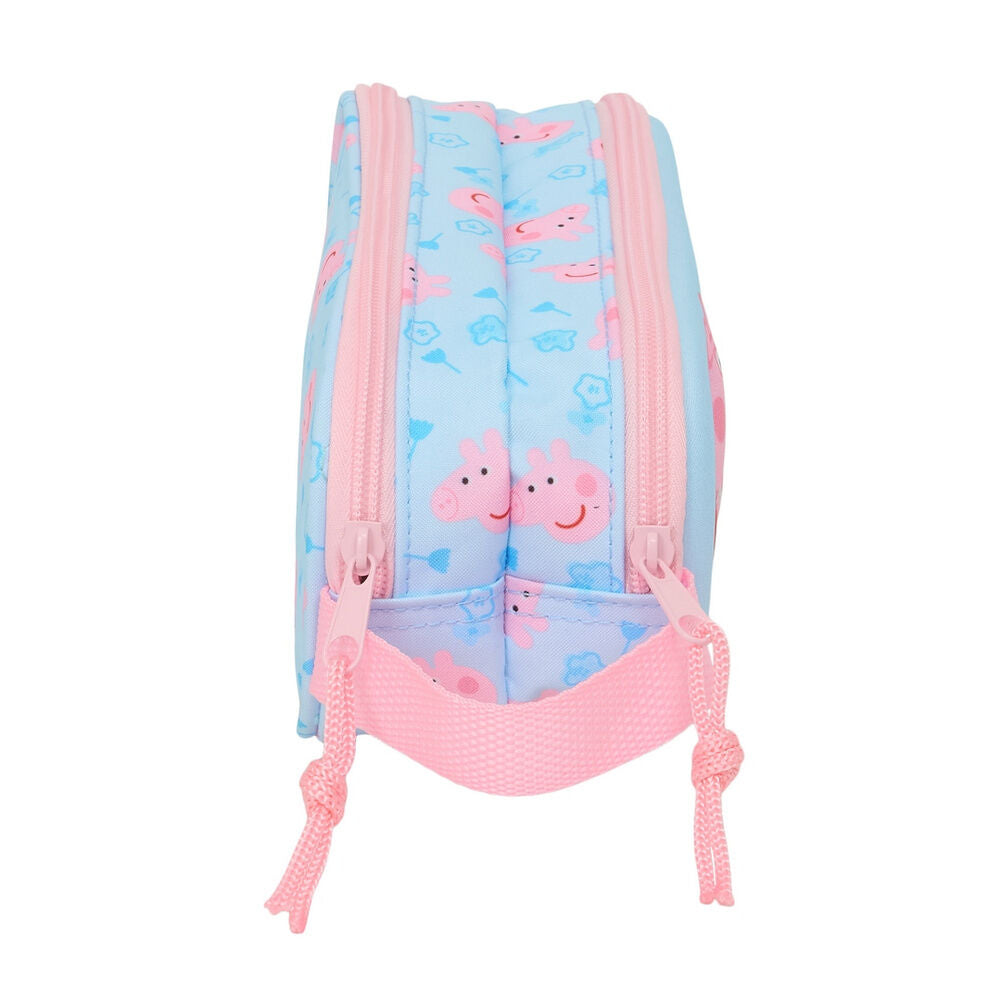 Portatodo doble 3D azul y rosa de Peppa Pig con dos compartimentos - 3