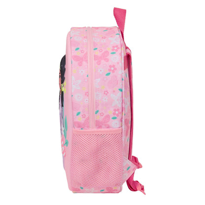Mochila 3D Barbie rosa con estampado floral y bolsillo lateral - 3