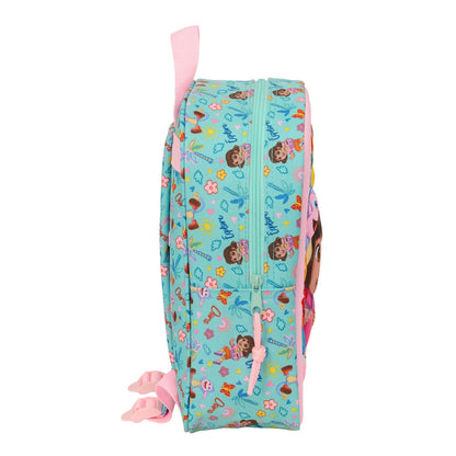 Mochila 3D turquesa y rosa de Dora Exploradora con Dora y Botas - 3