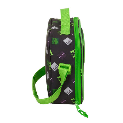 Bolsa portameriendas térmica Minecraft verde con Creeper en 3D - 3