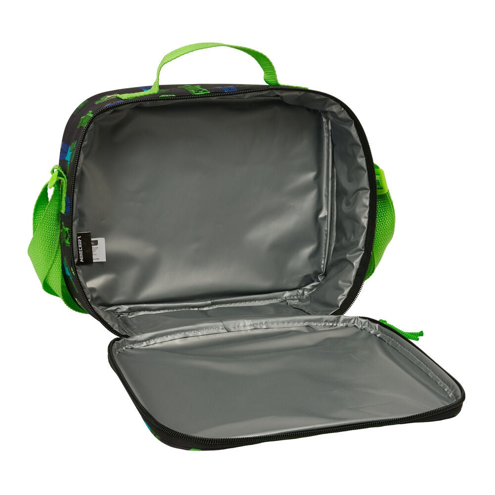 Bolsa portameriendas térmica 3D de Minecraft verde con Creepers - 4
