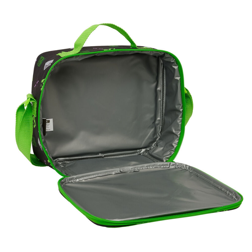 Bolsa portameriendas térmica Minecraft verde con Creeper en 3D - 4