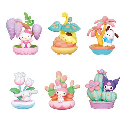 Figuras Memo Stand Potted Delight de Hello Kitty and Friends con escenas de plantas