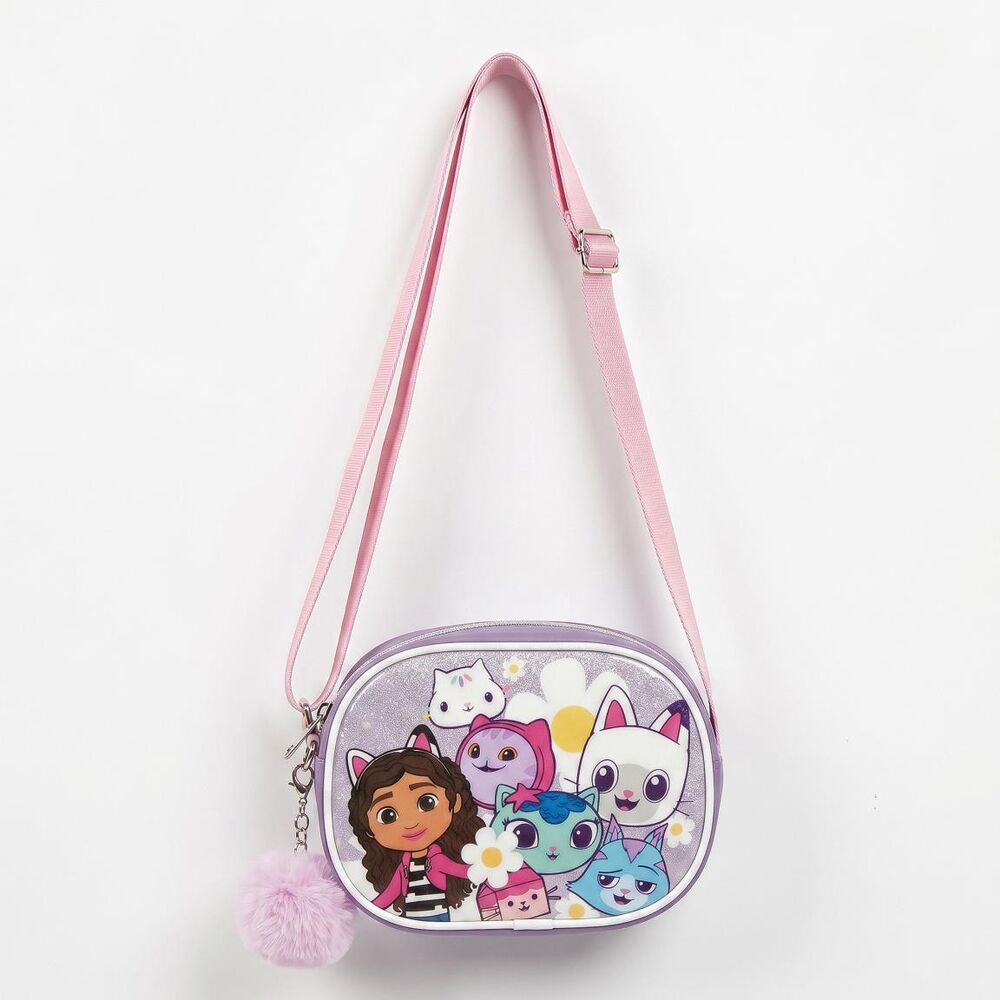 Bolso morado de La Casa de Muñecas de Gabby con personajes y pompón rosa - 2