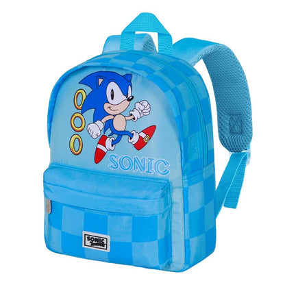 Mochila azul de Sonic the Hedgehog con bolsillo frontal