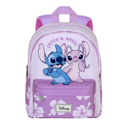 Mochila Disney lila de Stitch y Angel con estampado floral - 3