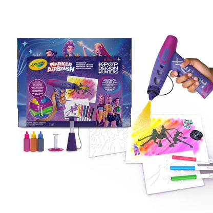 Set CRAYOLA KPop Demon Hunters con aerógrafo, plantillas y rotuladores