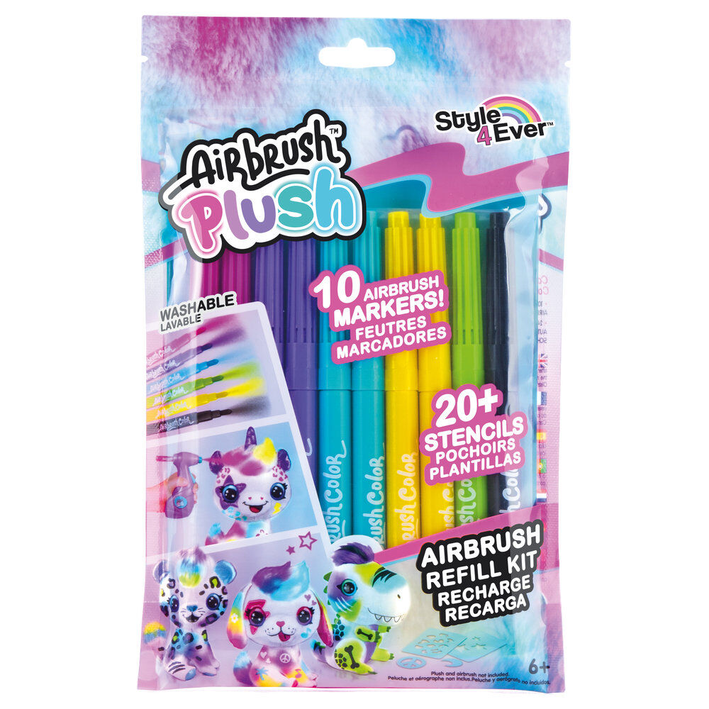 Recambio CANAL TOYS Airbrush Plush con 10 rotuladores lavables y plantillas