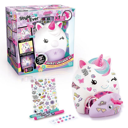 Lámpara unicornio Style 4Ever con compartimento secreto y accesorios para personalizar