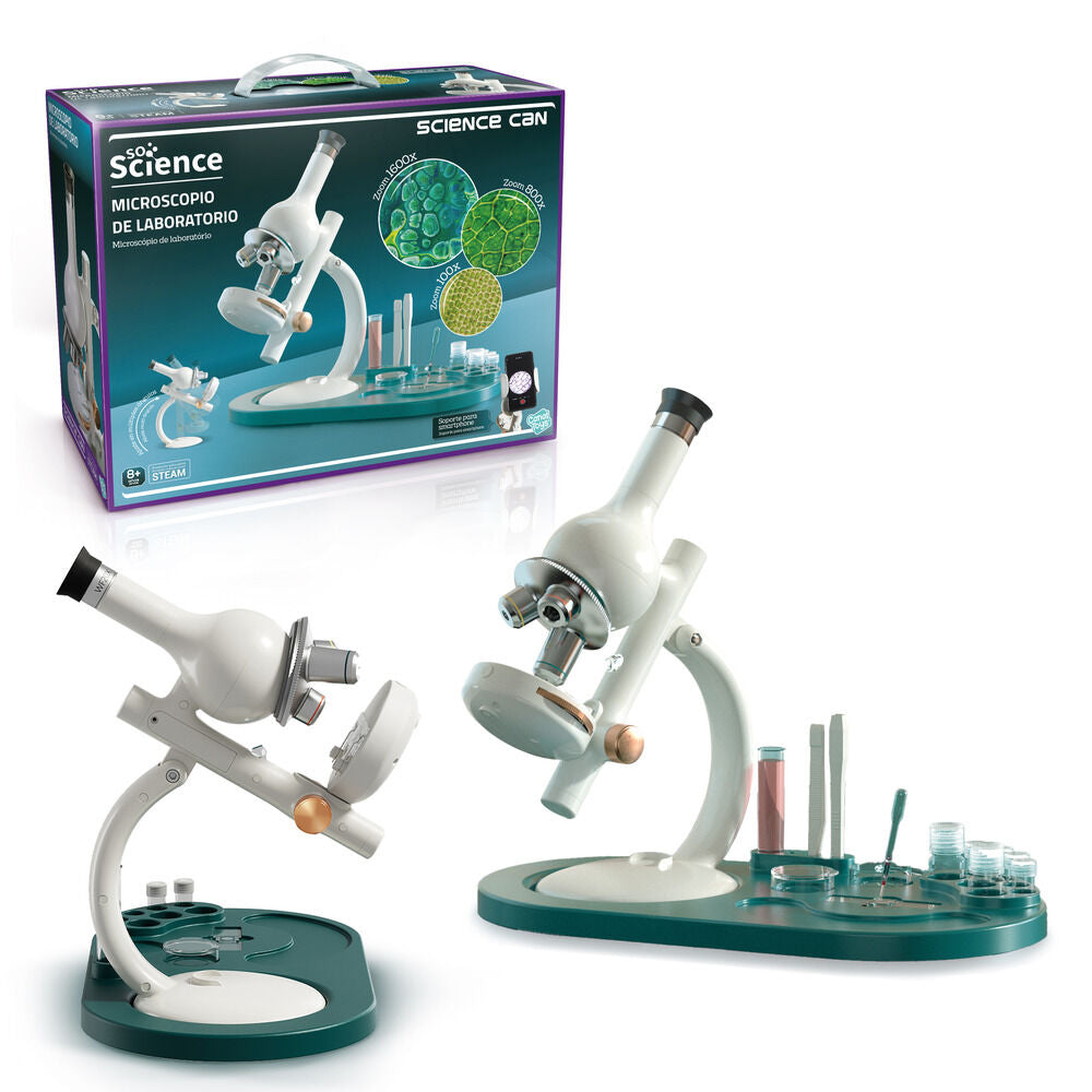 Microscopio de laboratorio CANAL TOYS So Science con soporte para móvil y accesorios