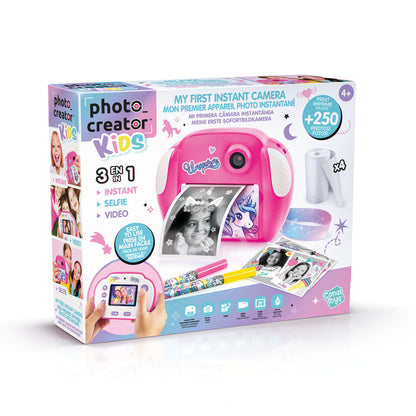 Cámara instantánea infantil rosa Photo Creator con diseño de unicornio y accesorios - 2