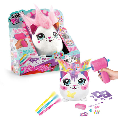 Peluche squishy Airbrush Plush de gatito con pelo rosa y accesorios - 2