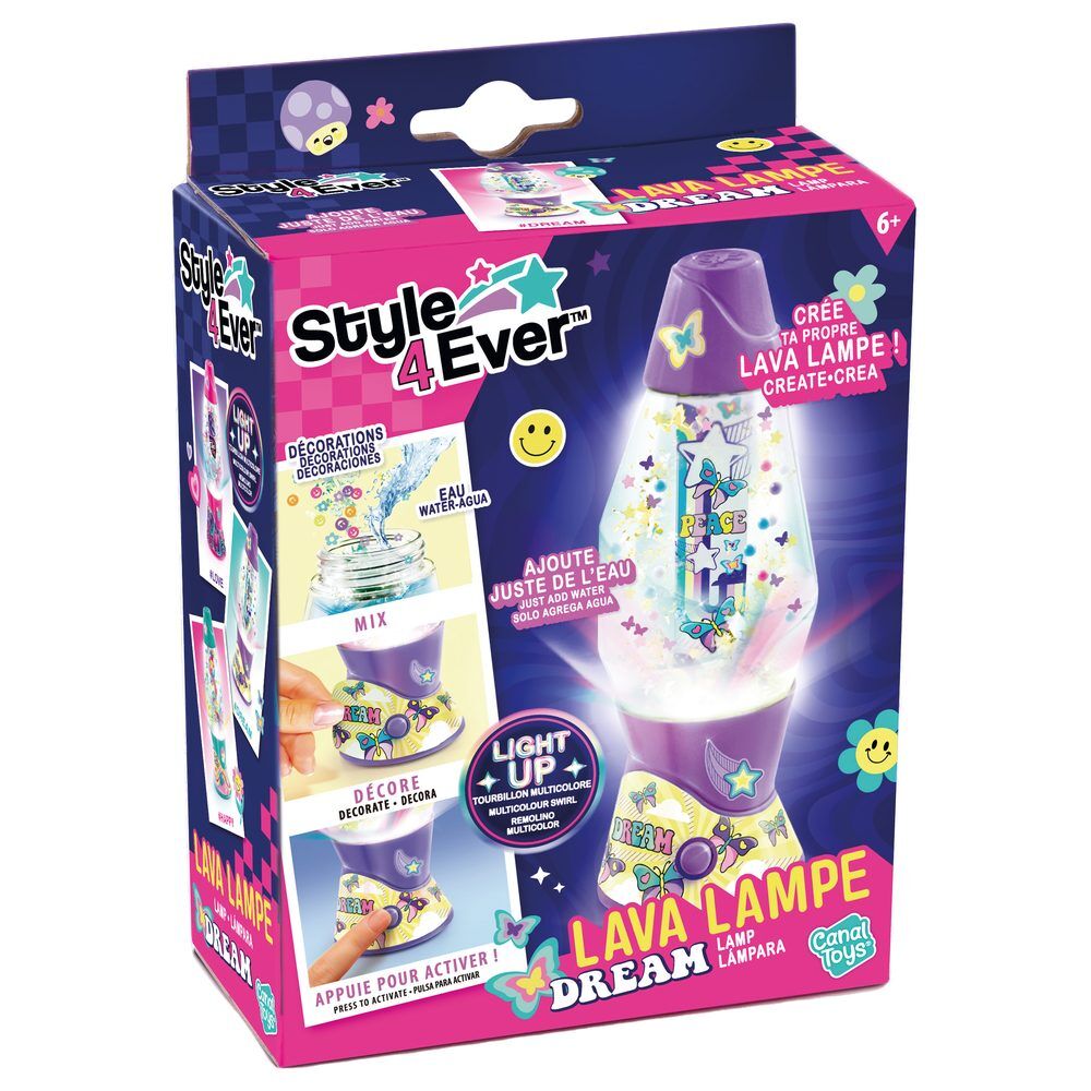 Lámpara infantil Style 4Ever morada con confeti, cuentas y luz multicolor - 2