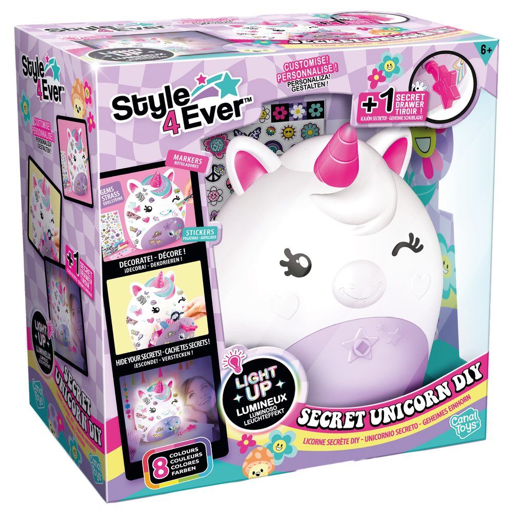 Lámpara unicornio Style 4Ever con compartimento secreto y accesorios para personalizar - 2