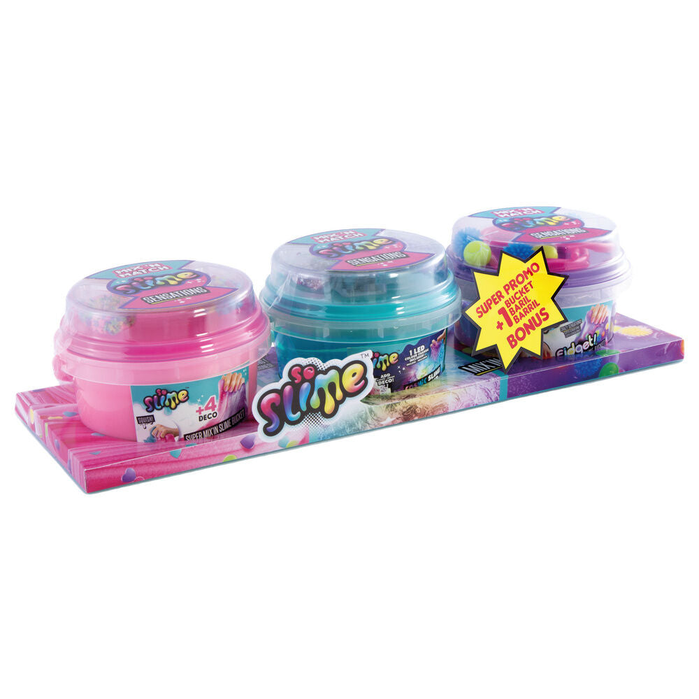 Set CANAL TOYS de tres cubos gigantes de slime con decoraciones y luces LED - 2