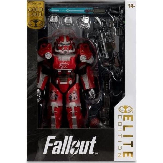Figura Fallout Nuka Cola T-60 Elite Edition roja con armas - 2