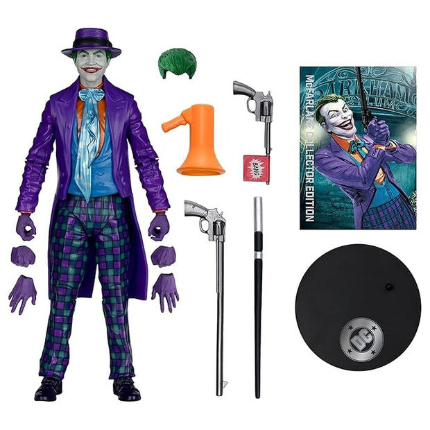 Figura articulada de The Joker de DC Comics con accesorios y base