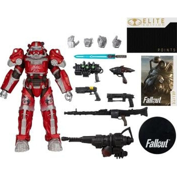 Figura Fallout Nuka Cola T-60 Elite Edition roja con armas