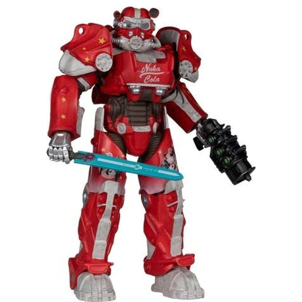 Figura Fallout Nuka Cola T-60 Elite Edition roja con armas - 3