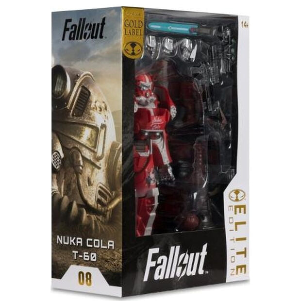 Figura Fallout Nuka Cola T-60 Elite Edition roja con armas - 5