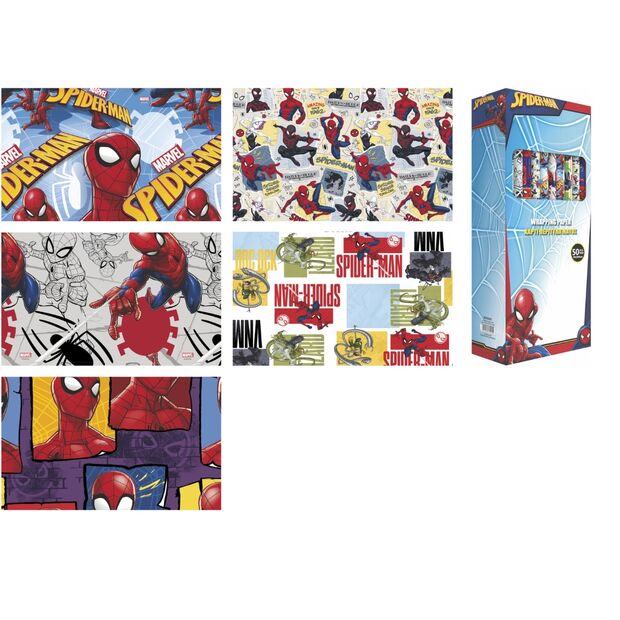 Expositor con rollos de papel de regalo Spider-Man Marvel surtidos