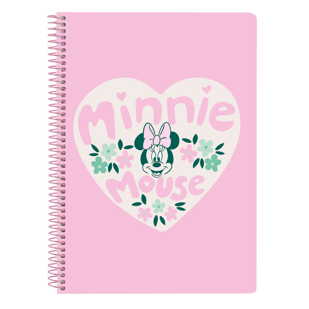 Cuaderno rosa Minty Minnie Disney con diseño floral y espiral metálica