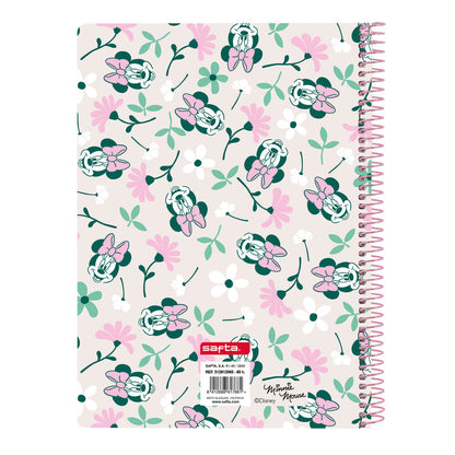 Cuaderno rosa Minty Minnie Disney con diseño floral y espiral metálica - 2