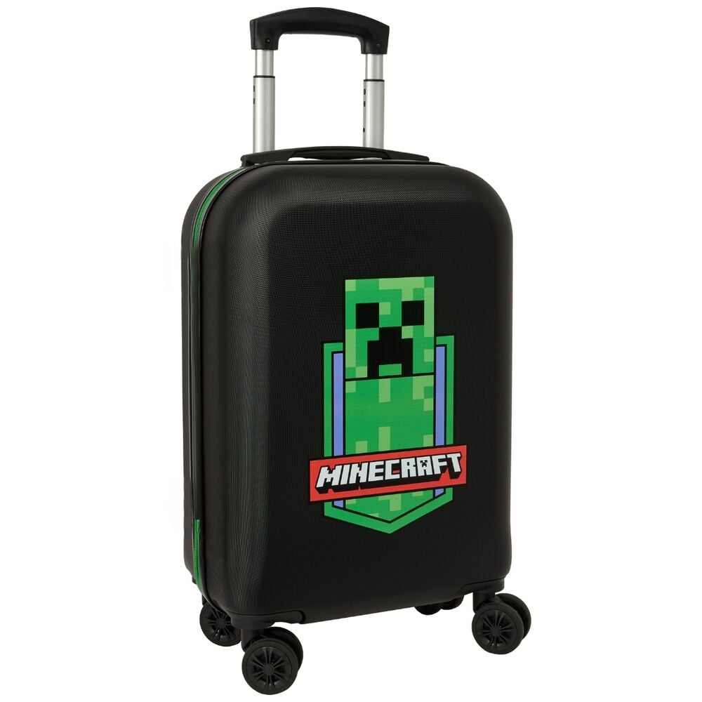 Maleta trolley de cabina negra Minecraft con diseño del Creeper