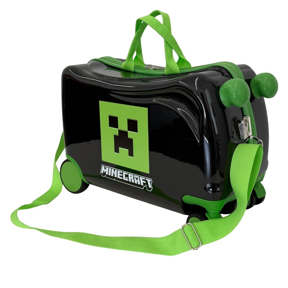 Maleta trolley Minecraft negra con Creeper verde y bandolera