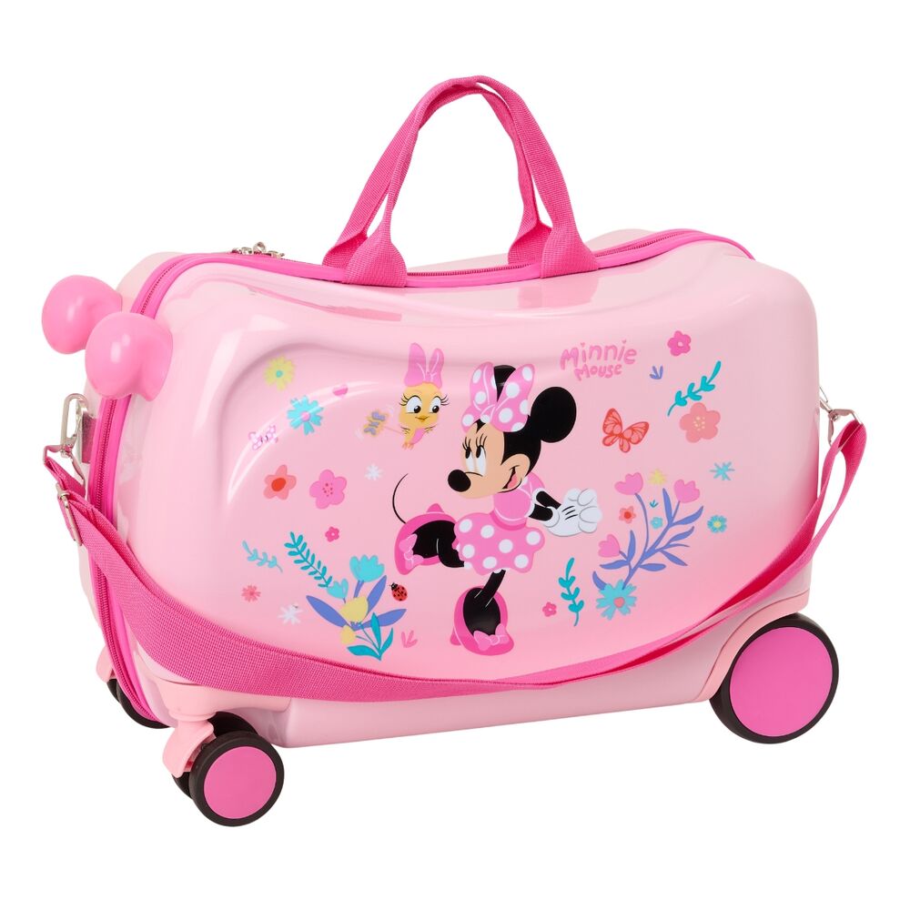Maleta trolley rosa Baby Minnie Disney con ruedas y cinta bandolera