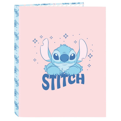 Carpeta A4 rosa de Stitch Disney con cuatro anillas