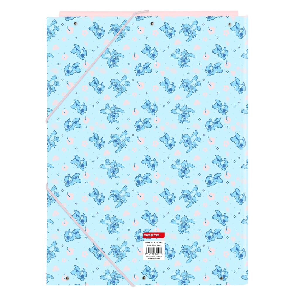 Carpeta A4 azul de Stitch Disney con gomas elásticas - 2